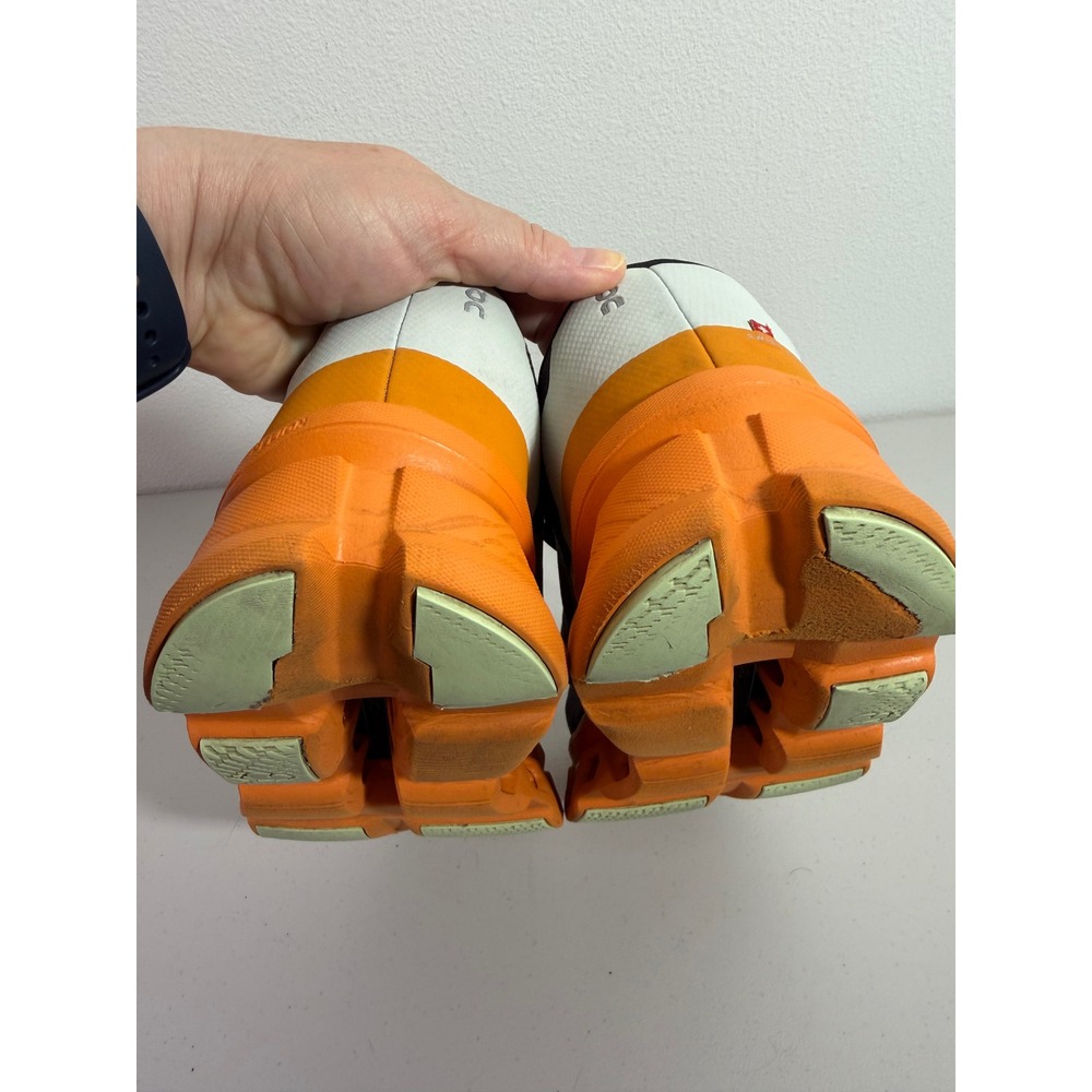 On Running Cloudmonster Mens 11.5 Grey Orange Maximalist Cushioned Sneakers - Picture 11 of 13